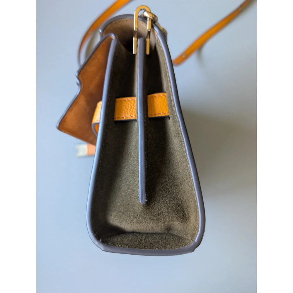 Tory Burch Lee Radziwill Pebbled Shoulder Bag Orange Citrine